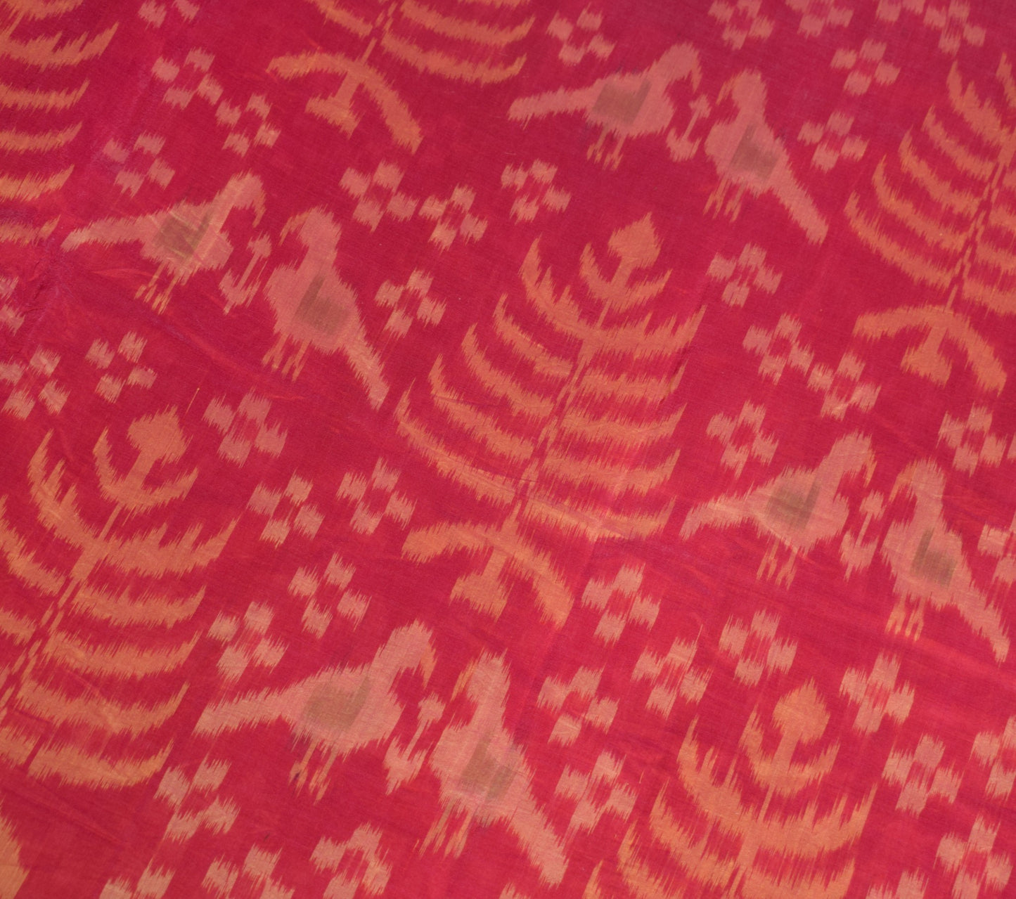 Sushila Vintage Pochampally Ikat Saree Maroon Pure Cotton Hand Woven Birds Sari