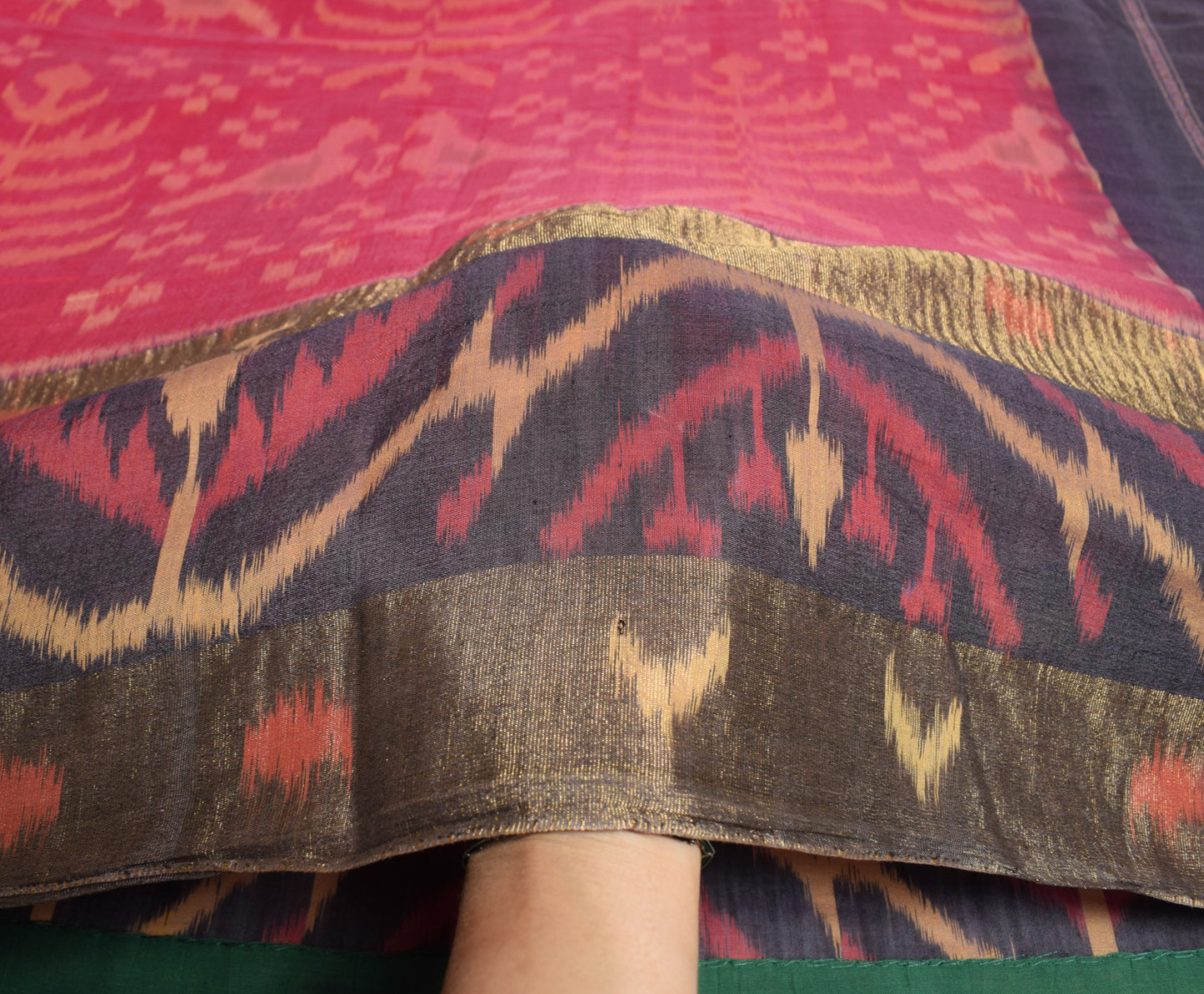 Sushila Vintage Pochampally Ikat Saree Maroon Pure Cotton Hand Woven Birds Sari