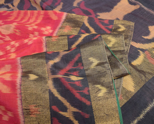 Sushila Vintage Pochampally Ikat Saree Maroon Pure Cotton Hand Woven Birds Sari