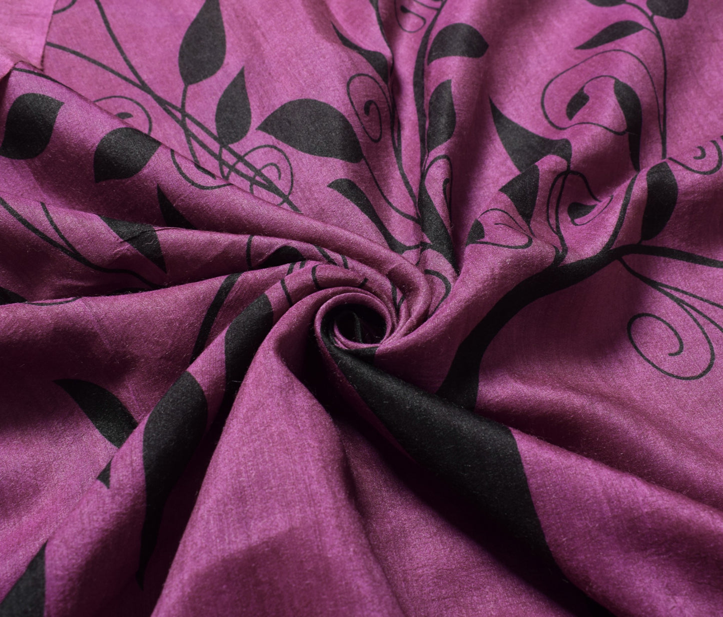 Sushila Vintage Purple Saree Pure Cotton Trees Printed Patch Border Sari Fabric