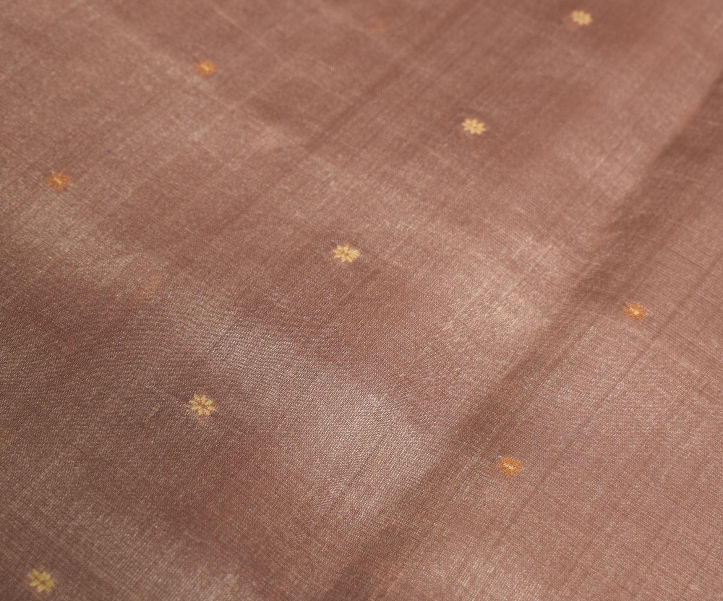 Sushila Vintage Brown Floral Saree Pure Silk Woven Indian 6 YD Sari Craft Fabric