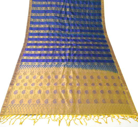Sushila Vintage Heavy Purple Kanjivaram Saree Pure Silk Zari Brocade Sari Fabric