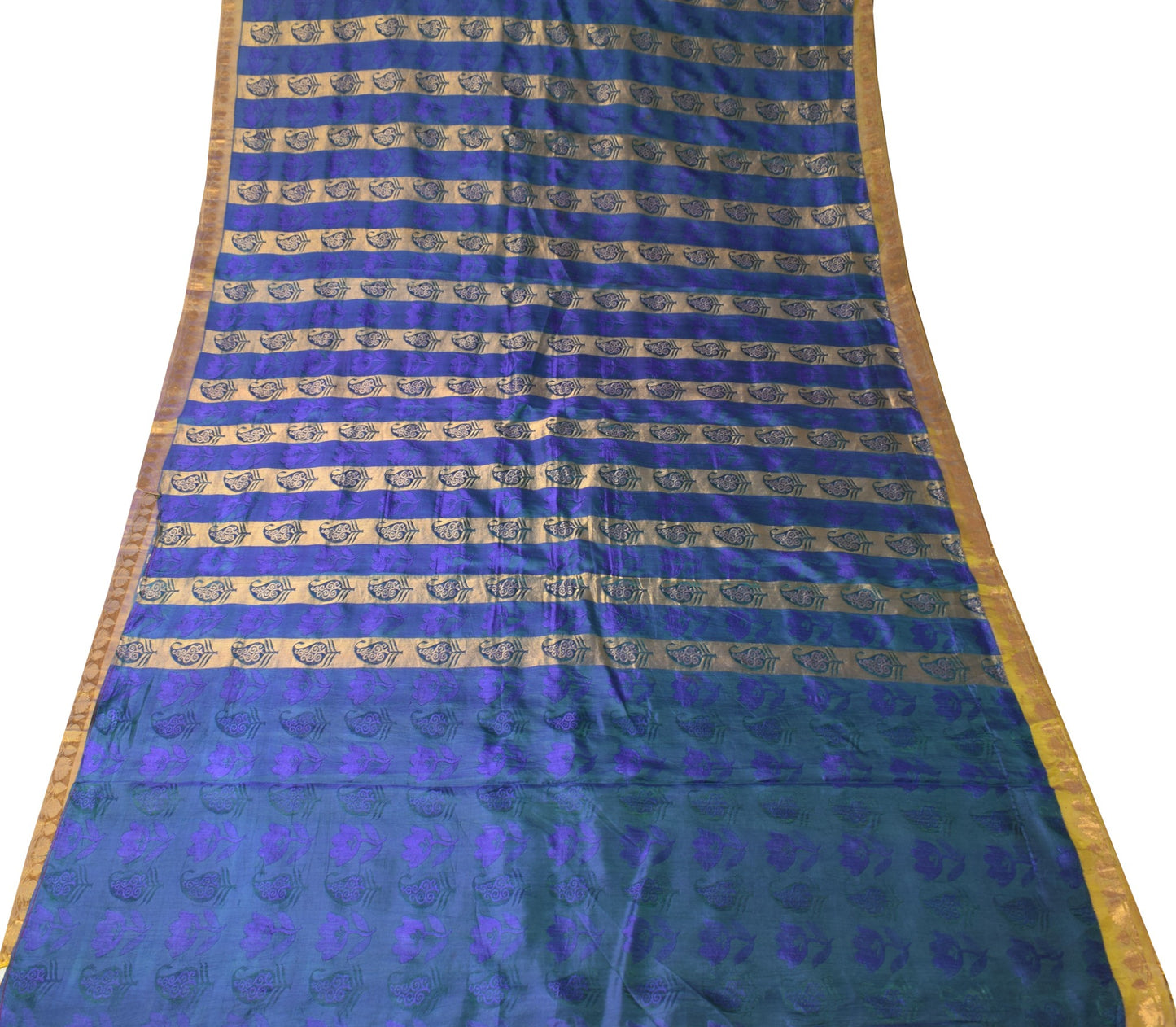 Sushila Vintage Heavy Purple Kanjivaram Saree Pure Silk Zari Brocade Sari Fabric