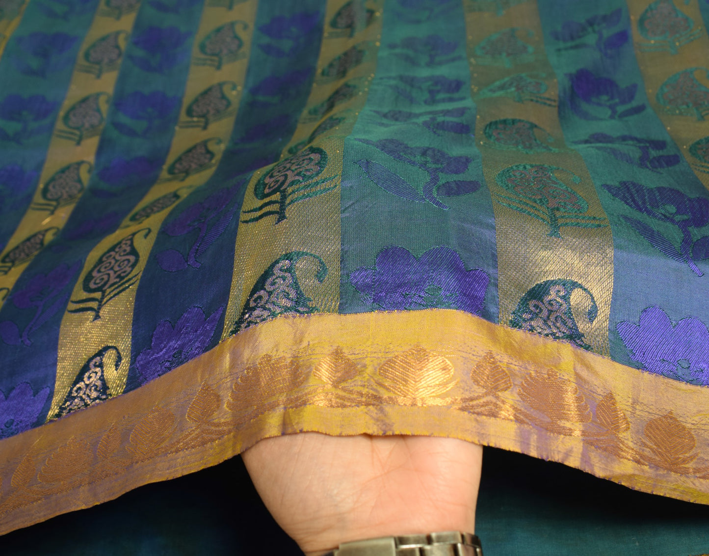 Sushila Vintage Heavy Purple Kanjivaram Saree Pure Silk Zari Brocade Sari Fabric