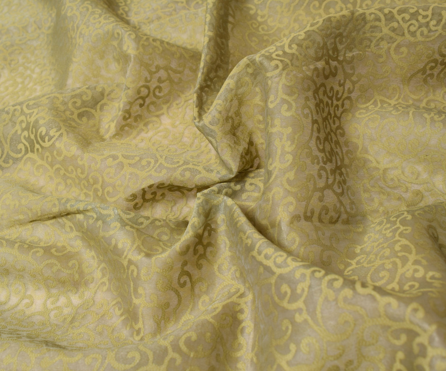 Sushila Vintage Art Organza Saree Green Printed & Zari Embroidered Sari Fabric