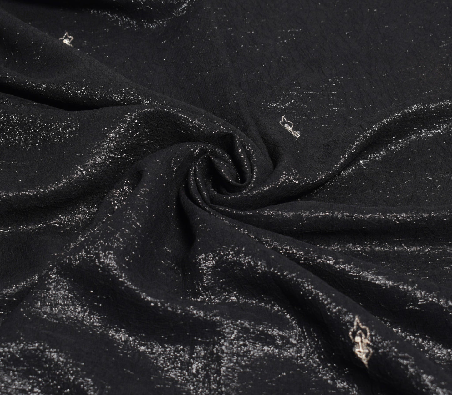 Sushila Vintage Black Cocktail Saree Hand Beaded Zardozi Shimmer 6Yd Sari Fabric