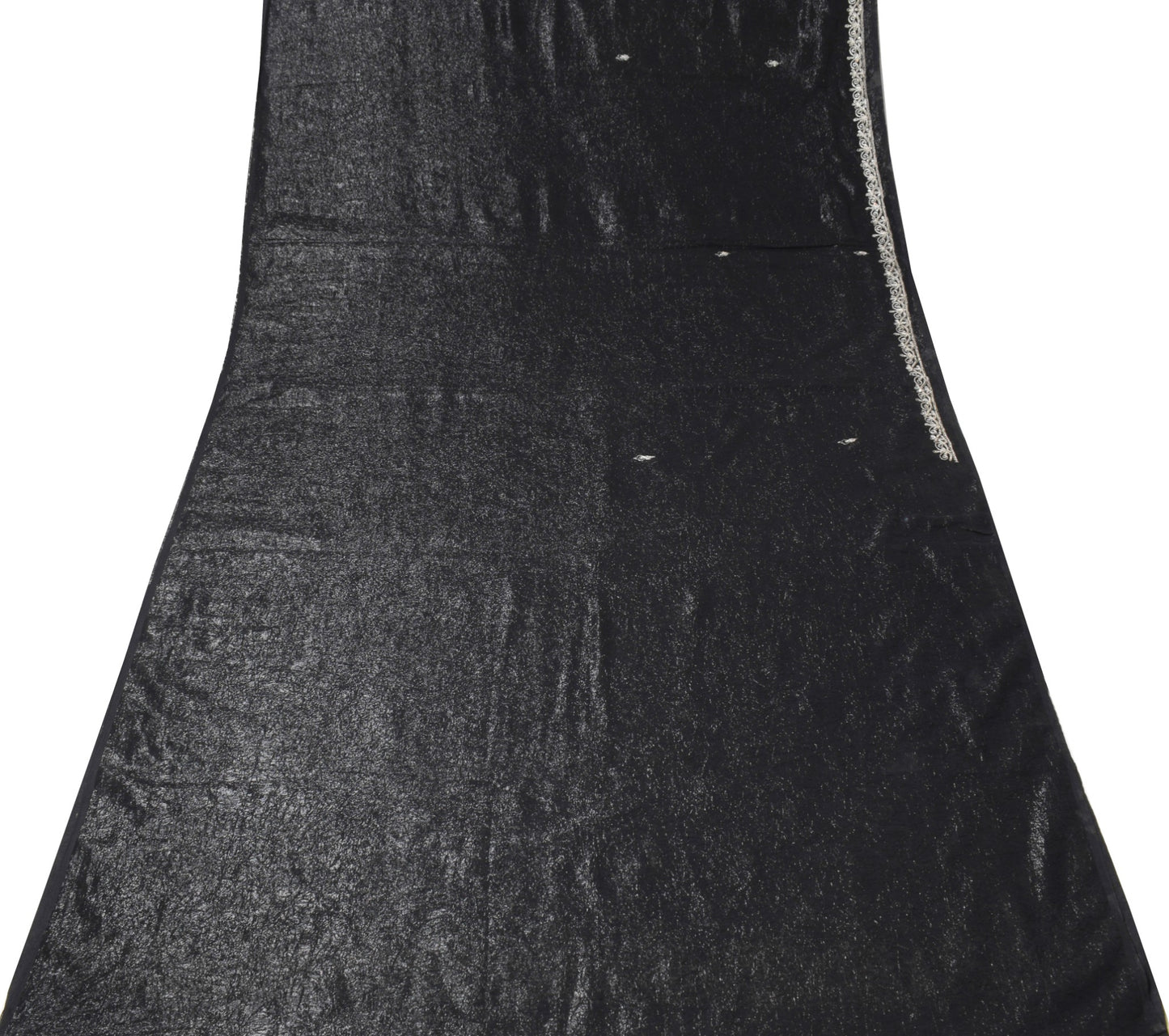 Sushila Vintage Black Cocktail Saree Hand Beaded Zardozi Shimmer 6Yd Sari Fabric