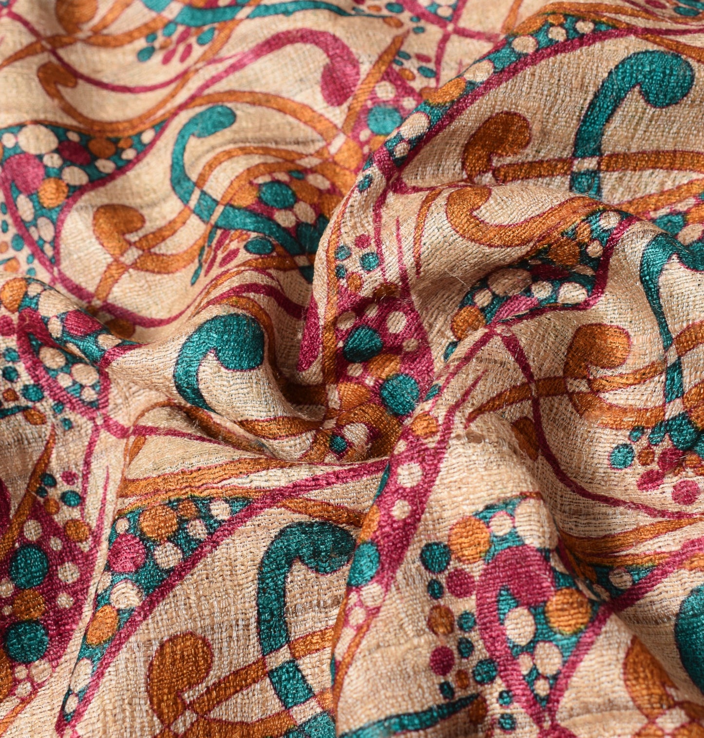 Sushila Vintage Cream Heavy Sarees Pure Handloom Khadi Print Woven Sari Fabric
