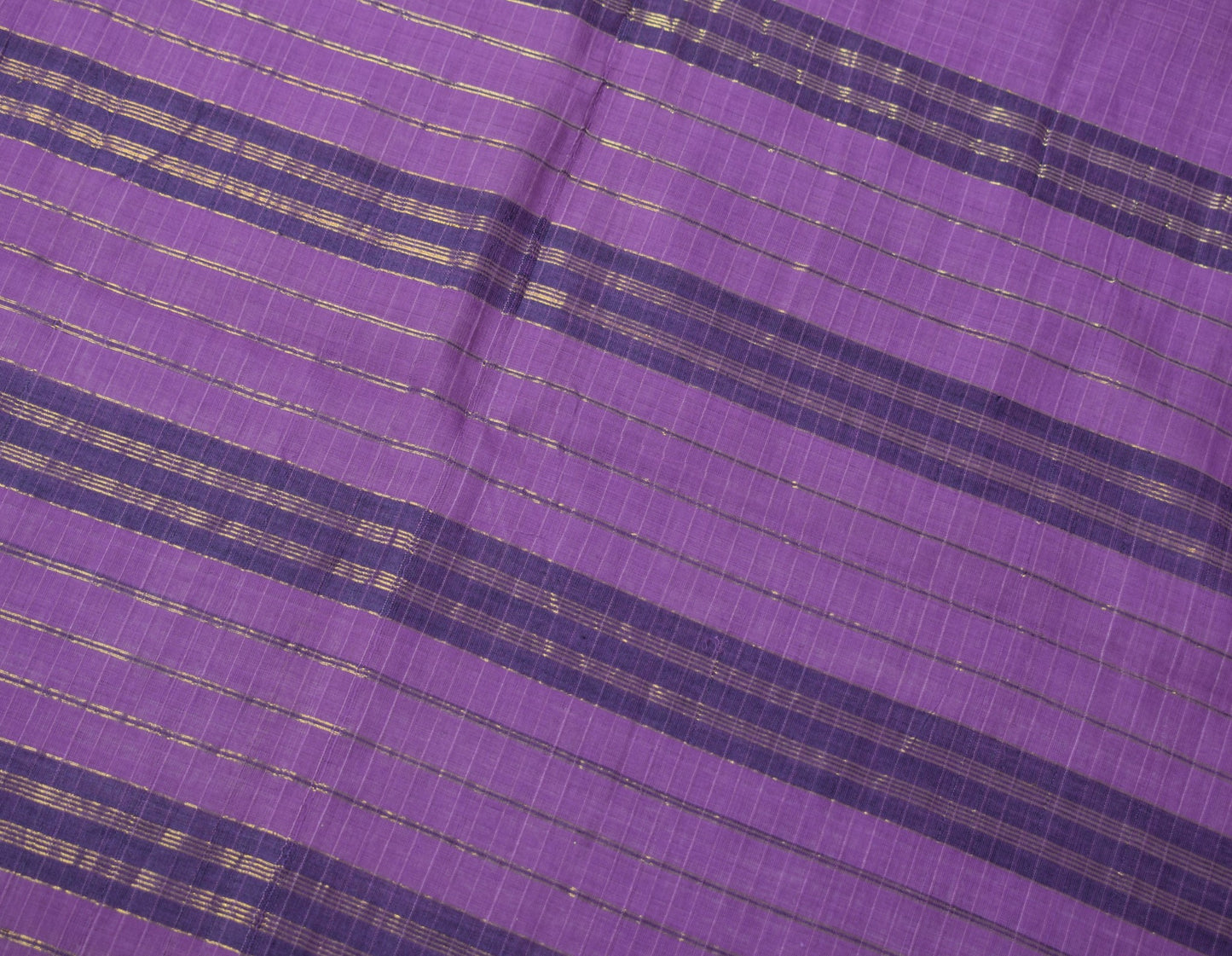 Sushila Vintage Purple Handloom Saree Checks Woven Pure Cotton 6 YardSari Fabric