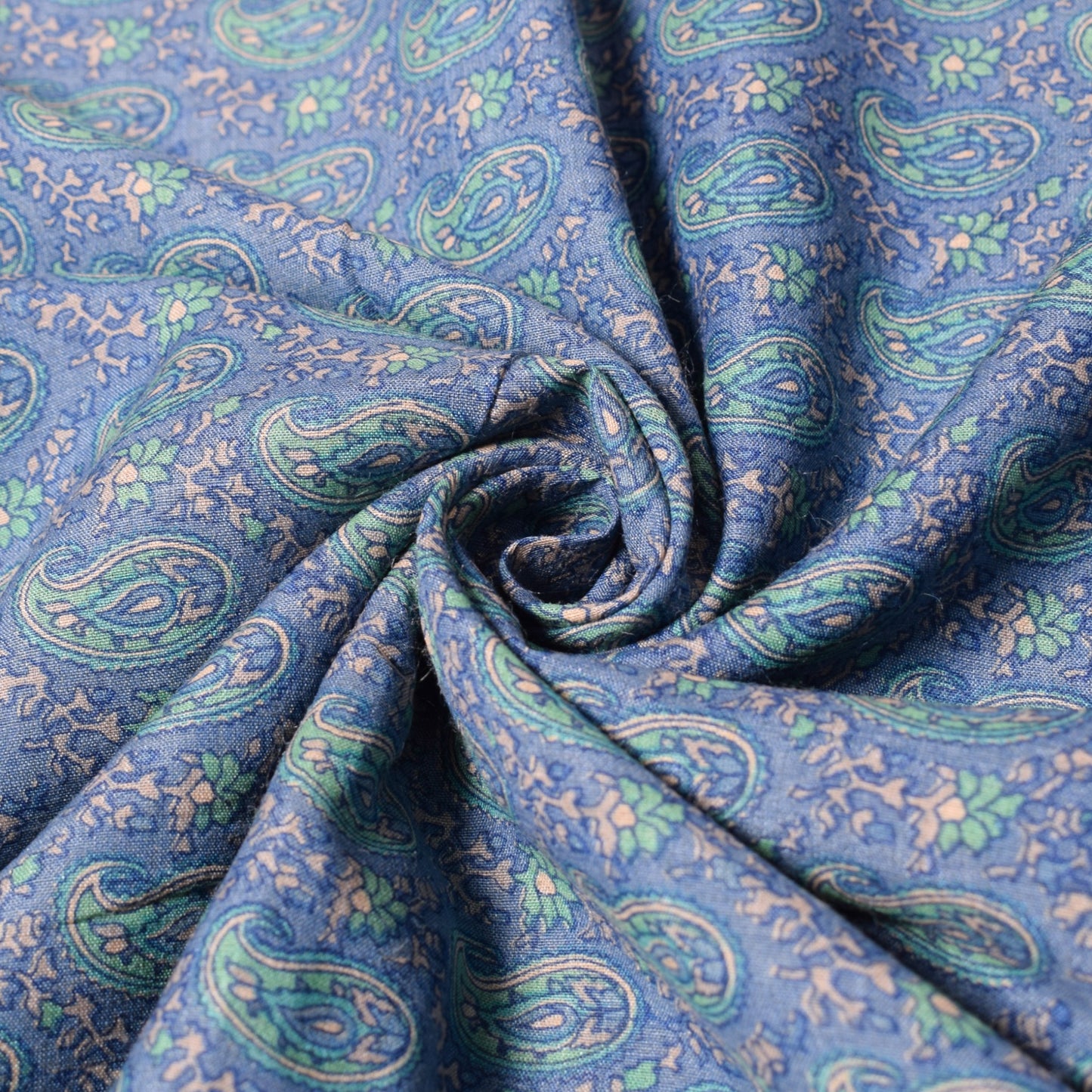 Sushila Vintage Steel Blue Saree Pure Cotton Silk Handprinted 6 Yard Sari Fabric