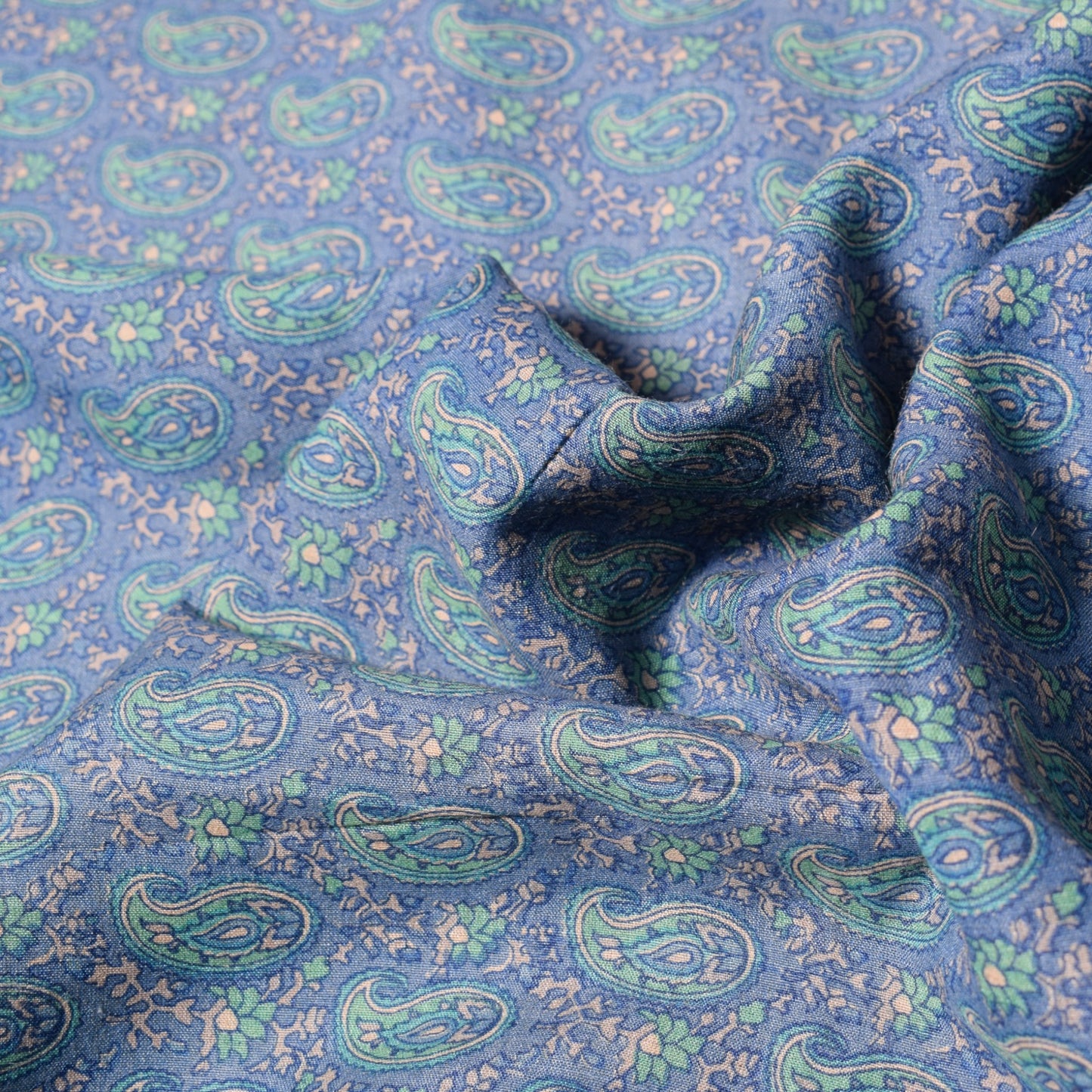 Sushila Vintage Steel Blue Saree Pure Cotton Silk Handprinted 6 Yard Sari Fabric