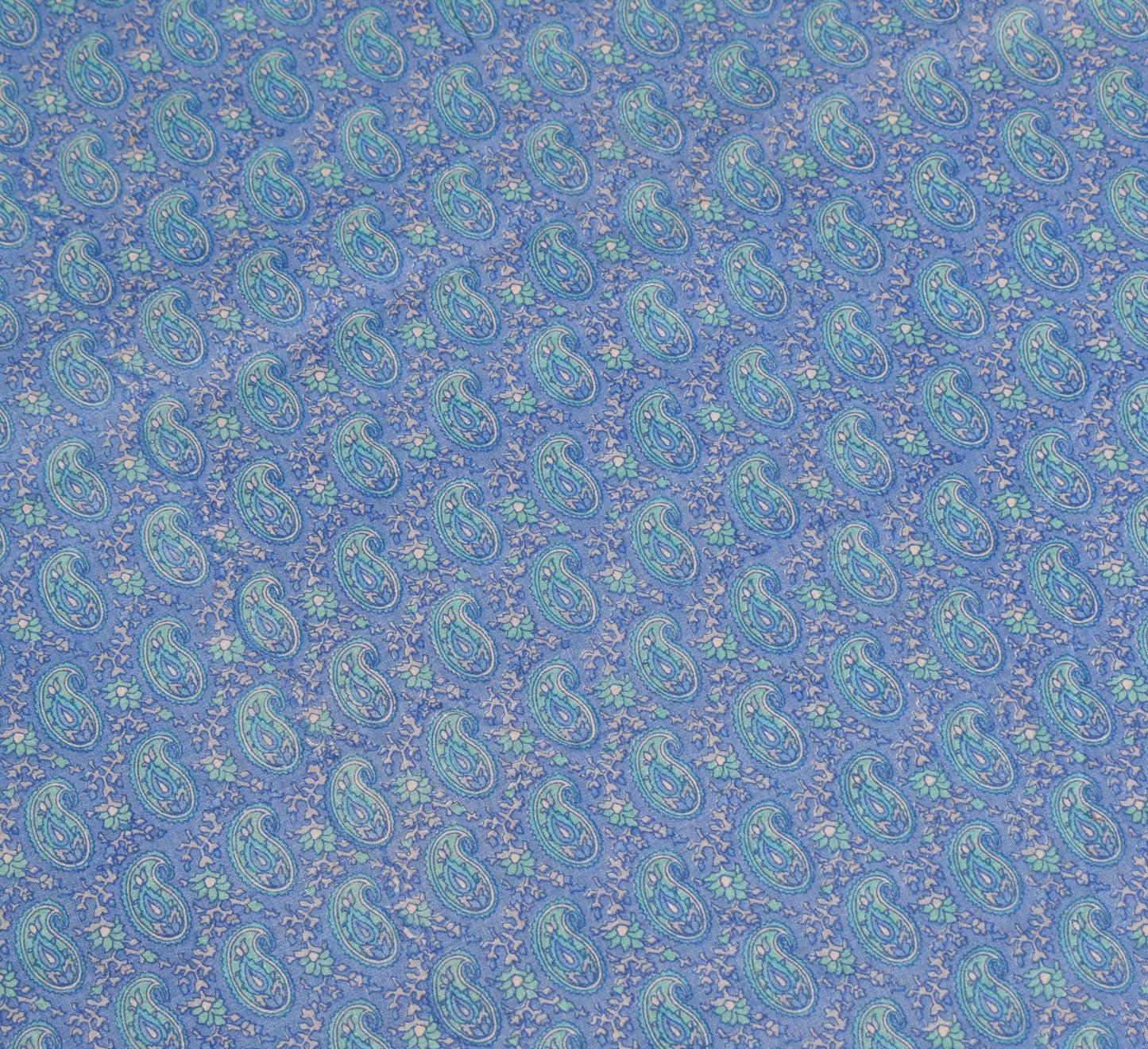 Sushila Vintage Steel Blue Saree Pure Cotton Silk Handprinted 6 Yard Sari Fabric