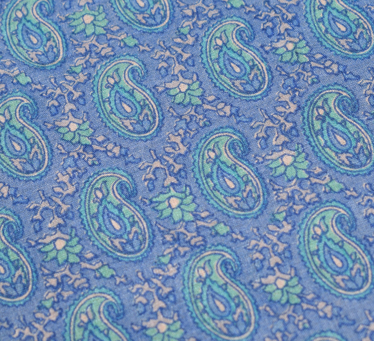 Sushila Vintage Steel Blue Saree Pure Cotton Silk Handprinted 6 Yard Sari Fabric