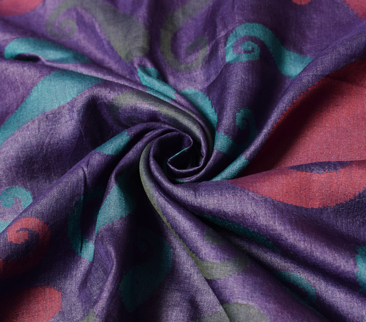 Sushila Vintage Pure Tussar Silk Saree Purple Paisley Woven Soft 5Yd Sari Fabric