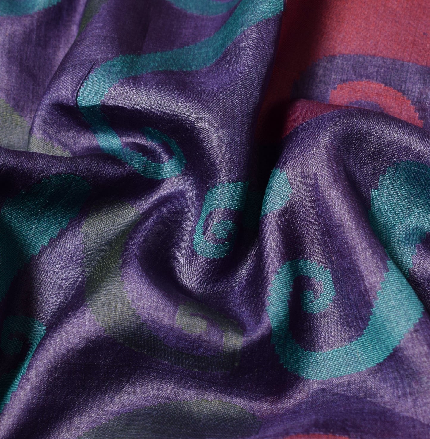 Sushila Vintage Pure Tussar Silk Saree Purple Paisley Woven Soft 5Yd Sari Fabric