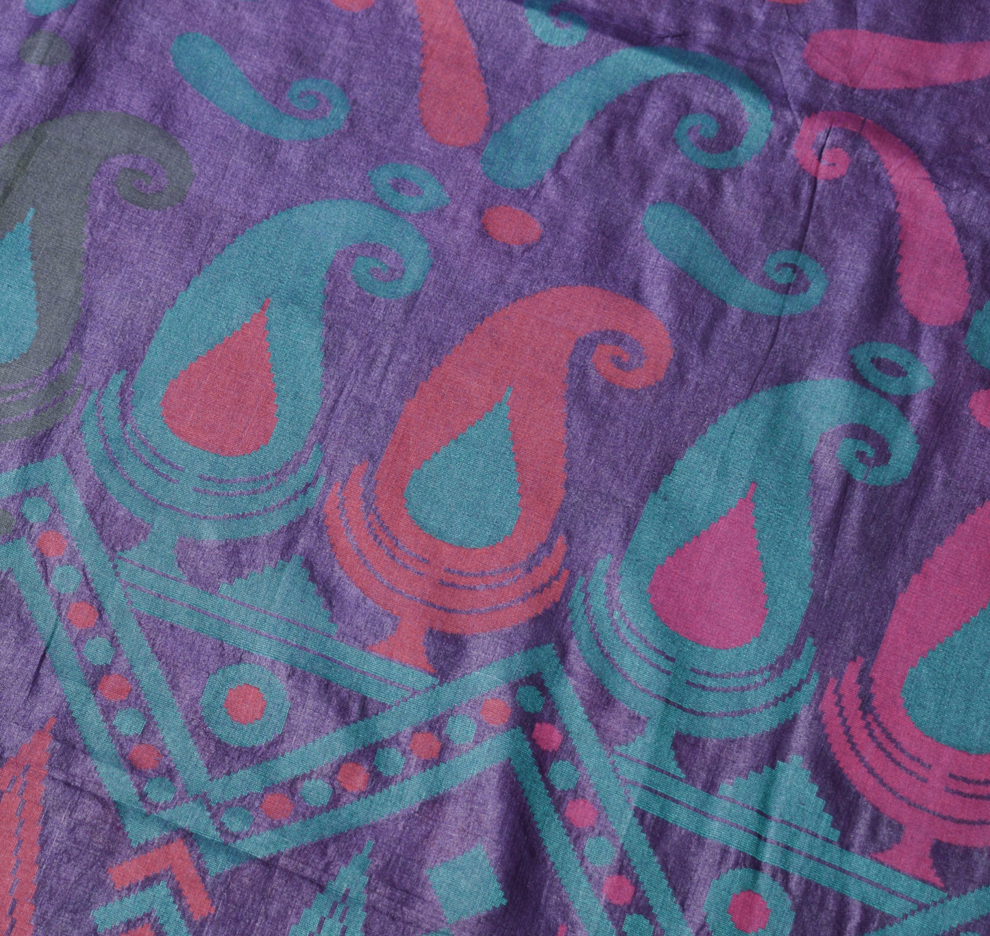 Sushila Vintage Pure Tussar Silk Saree Purple Paisley Woven Soft 5Yd Sari Fabric