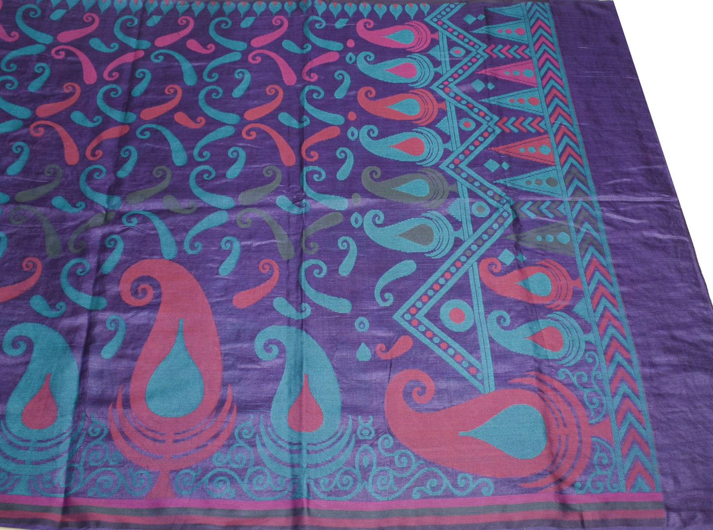 Sushila Vintage Pure Tussar Silk Saree Purple Paisley Woven Soft 5Yd Sari Fabric