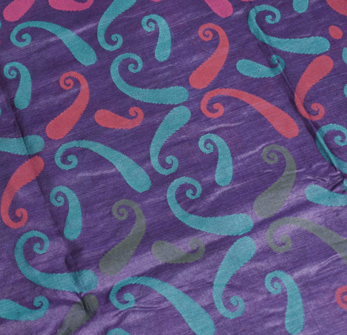 Sushila Vintage Pure Tussar Silk Saree Purple Paisley Woven Soft 5Yd Sari Fabric