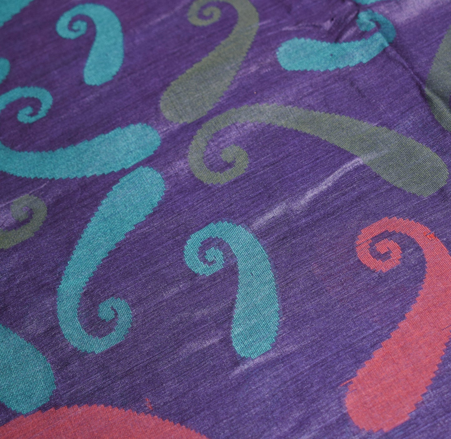 Sushila Vintage Pure Tussar Silk Saree Purple Paisley Woven Soft 5Yd Sari Fabric