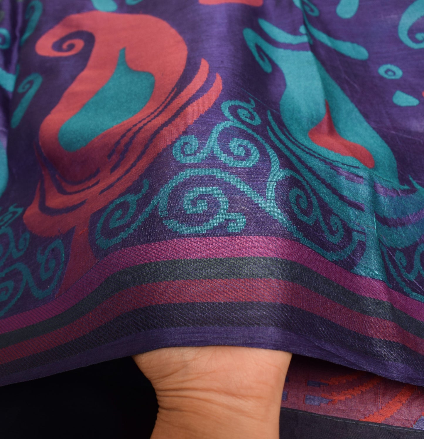 Sushila Vintage Pure Tussar Silk Saree Purple Paisley Woven Soft 5Yd Sari Fabric