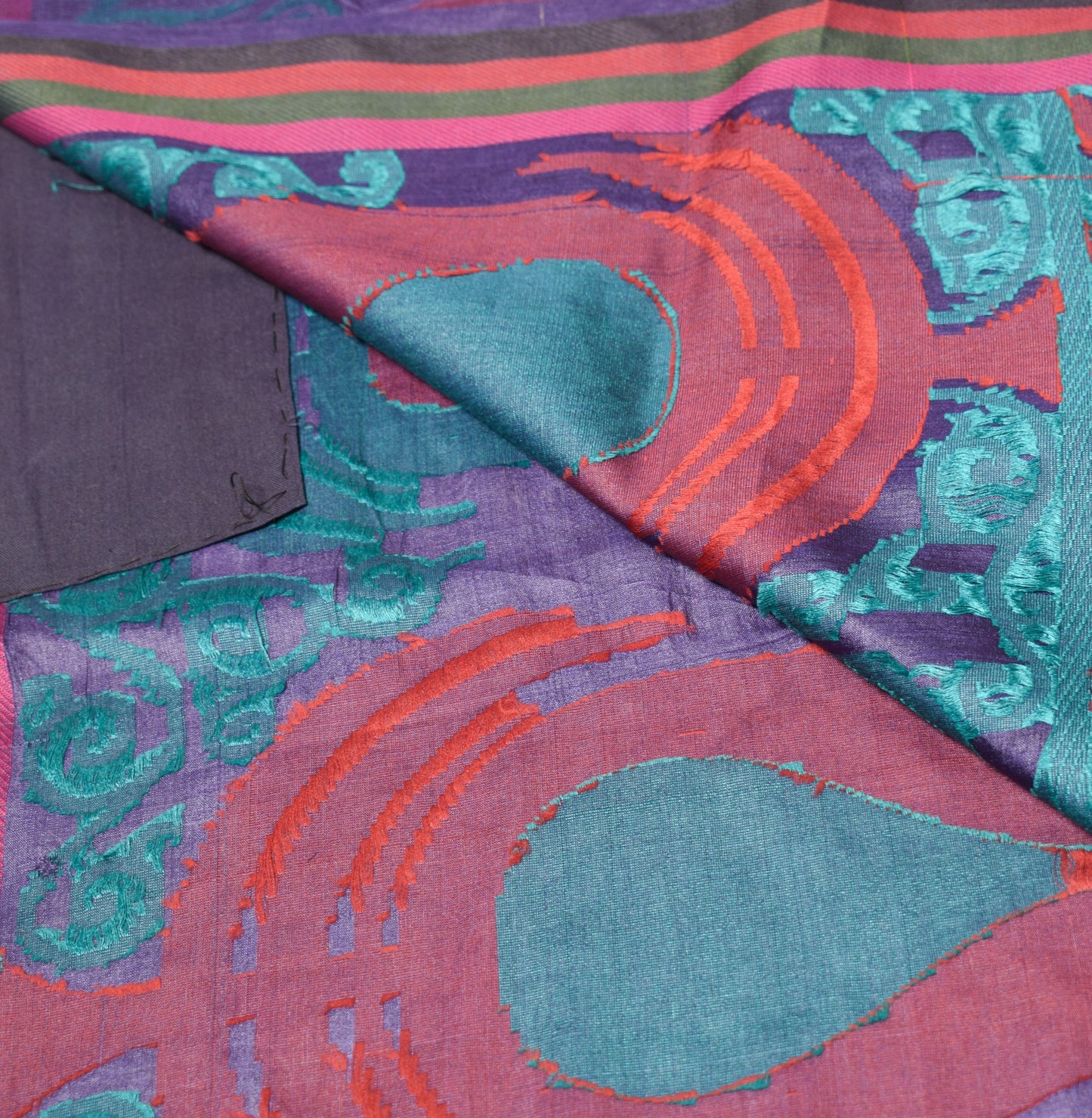 Sushila Vintage Pure Tussar Silk Saree Purple Paisley Woven Soft 5Yd Sari Fabric