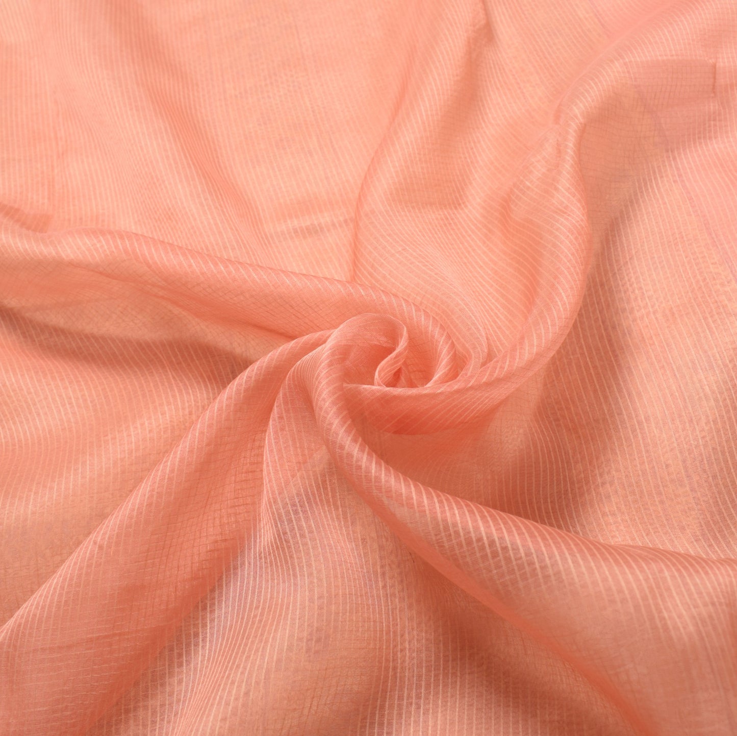Sushila Vintage Peach Saree Pure Silk Stripes Woven Zari Border Sari CraftFabric