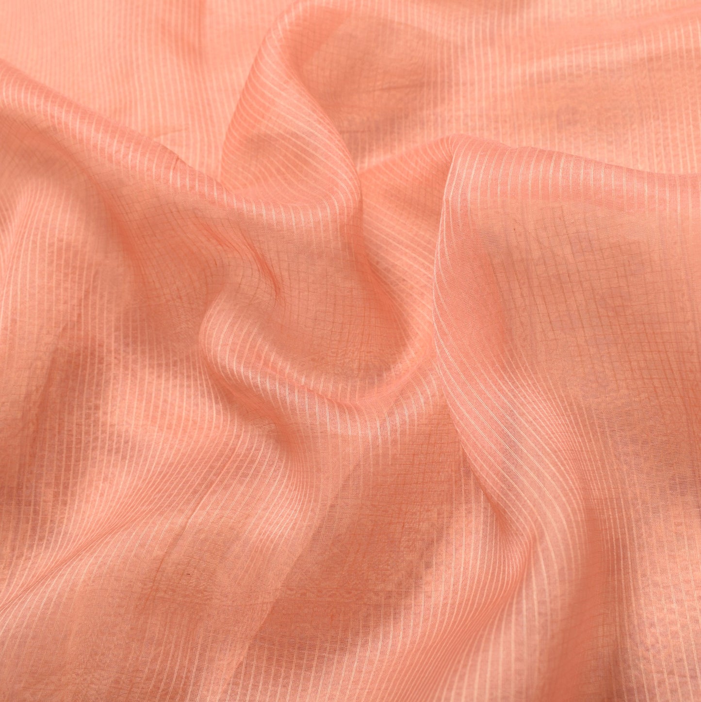 Sushila Vintage Peach Saree Pure Silk Stripes Woven Zari Border Sari CraftFabric