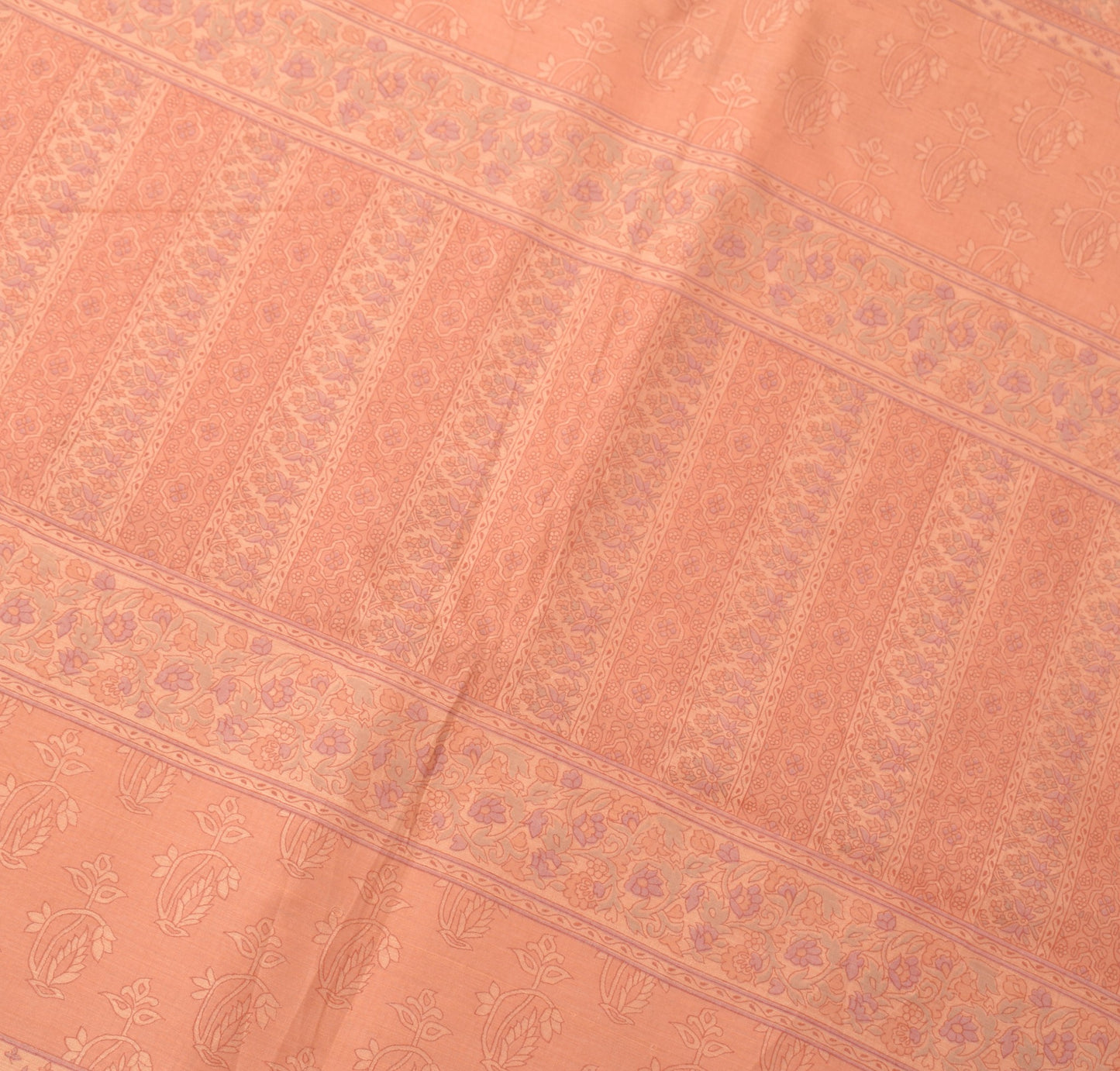 Sushila Vintage Peach Saree Pure Silk Stripes Woven Zari Border Sari CraftFabric