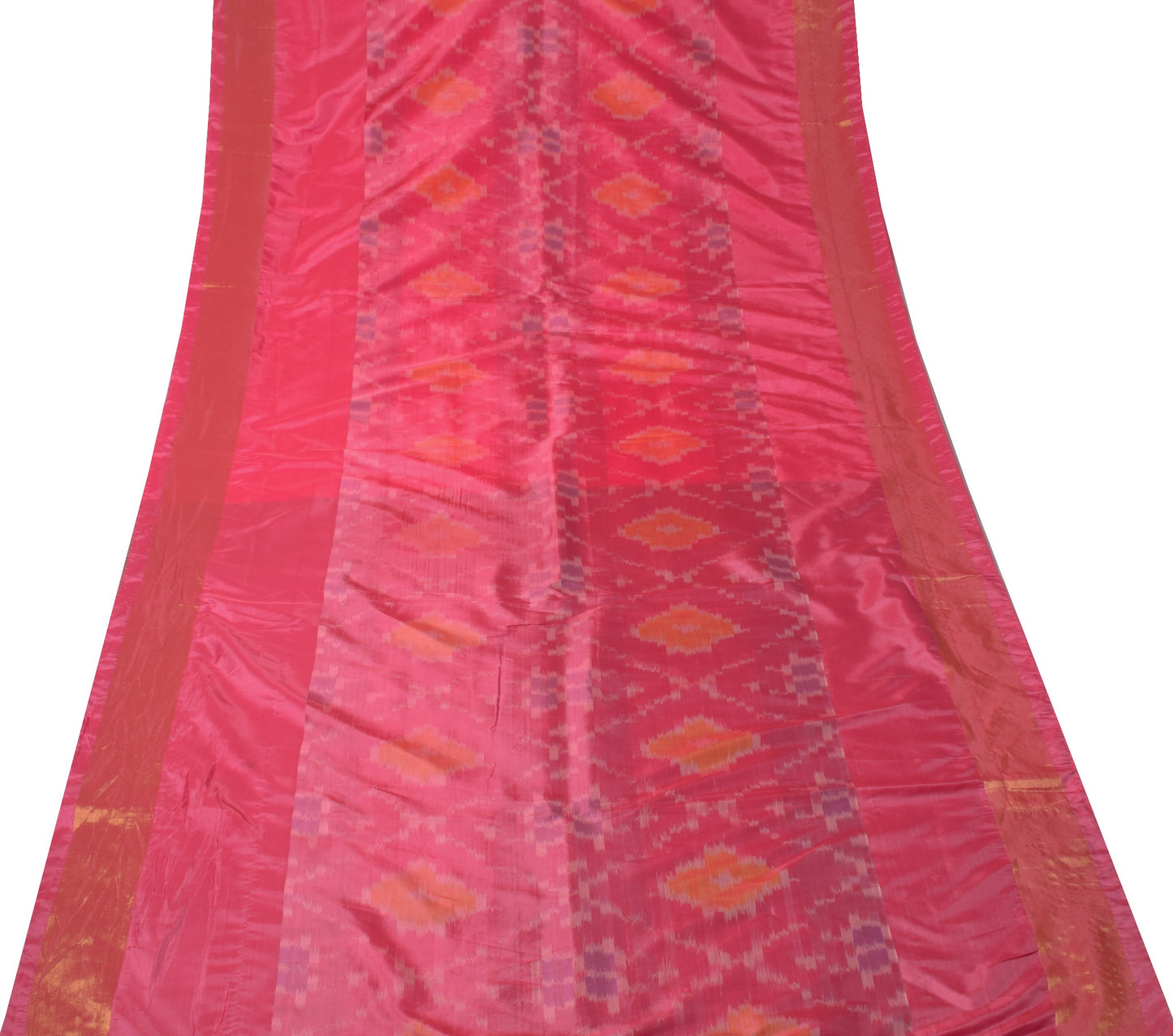 Sushila Vintage Uppada Pochampally Saree Handwoven PureSilk Magenta Craft Fabric