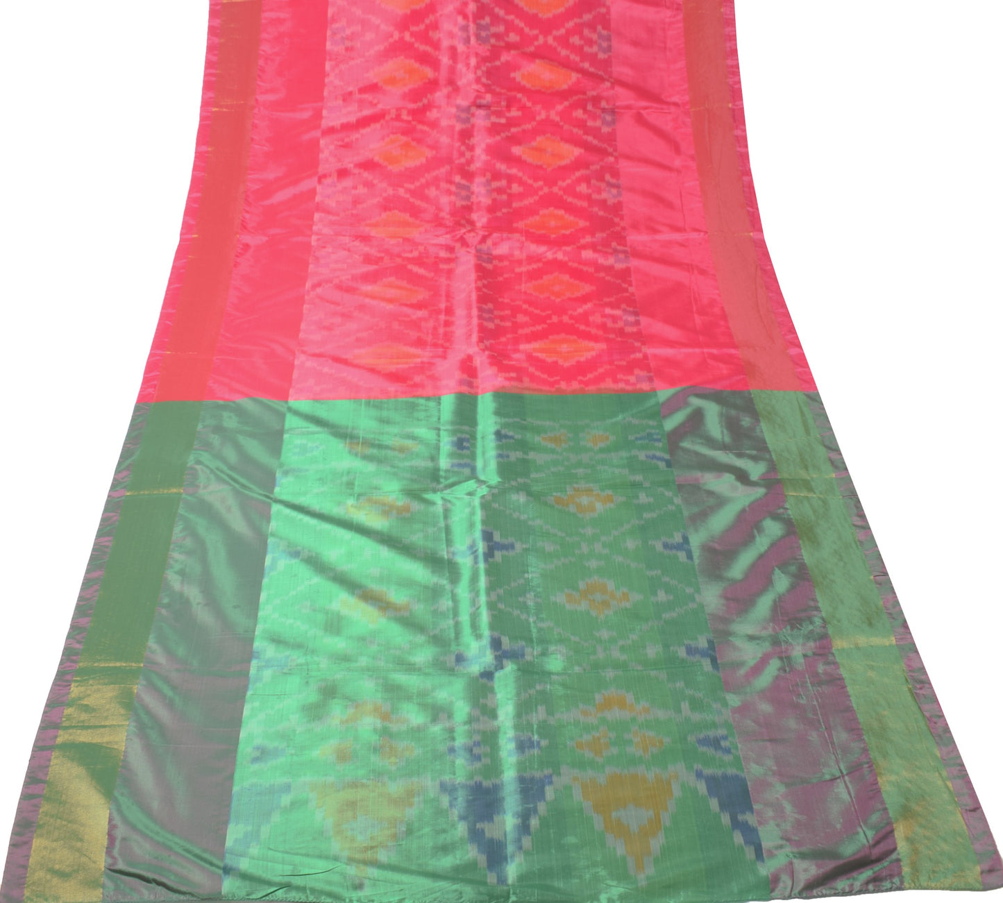 Sushila Vintage Uppada Pochampally Saree Handwoven PureSilk Magenta Craft Fabric