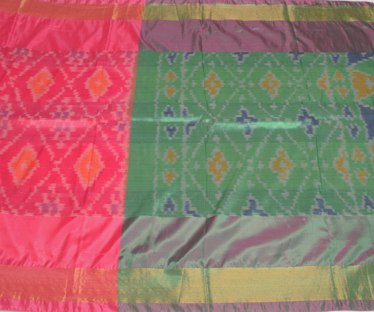 Sushila Vintage Uppada Pochampally Saree Handwoven PureSilk Magenta Craft Fabric
