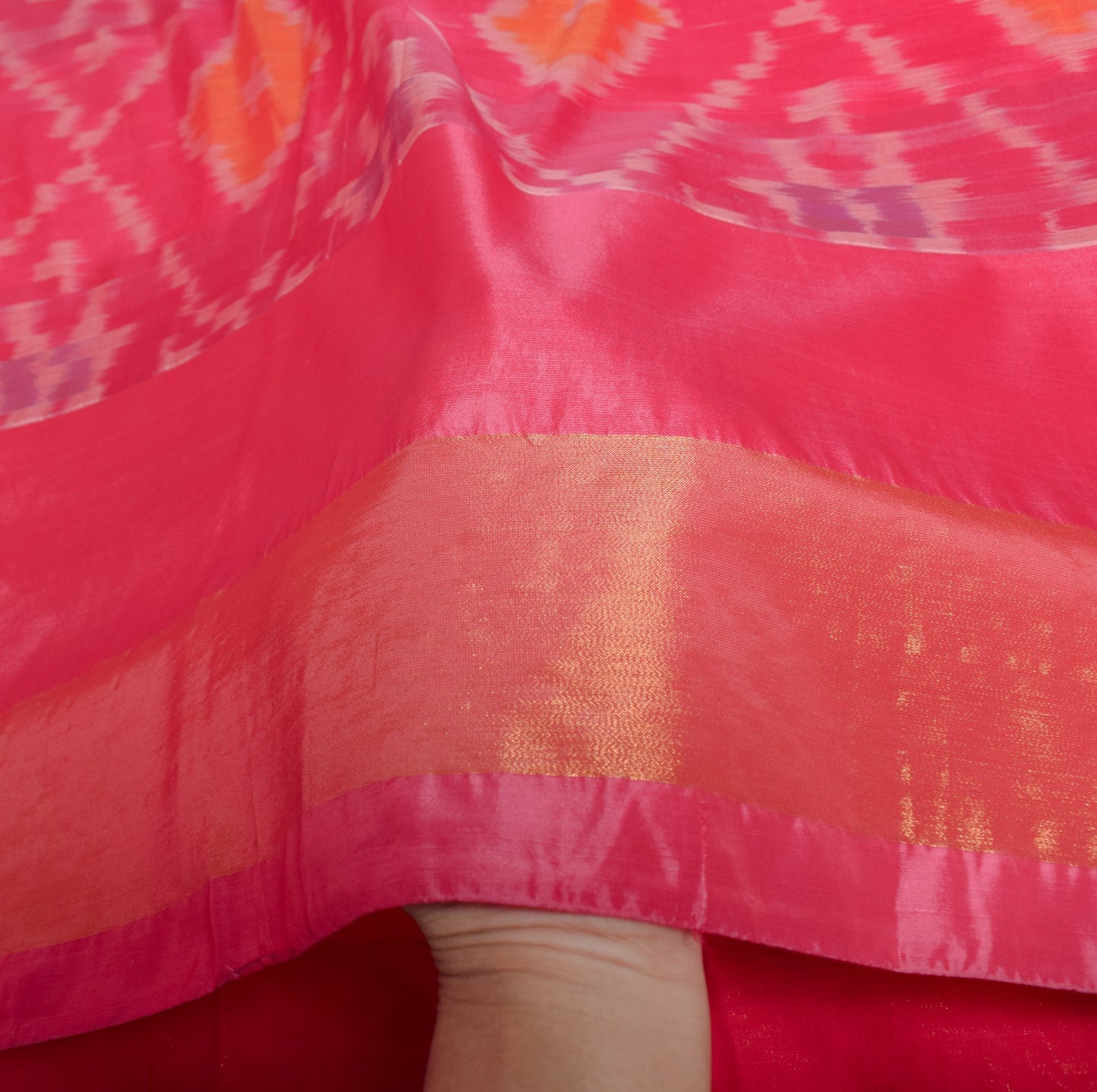 Sushila Vintage Uppada Pochampally Saree Handwoven PureSilk Magenta Craft Fabric