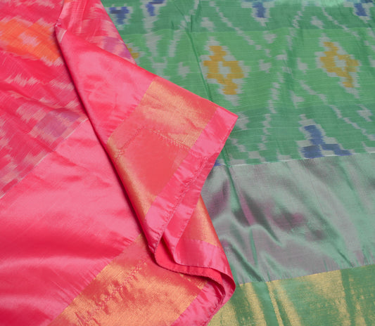 Sushila Vintage Uppada Pochampally Saree Handwoven PureSilk Magenta Craft Fabric