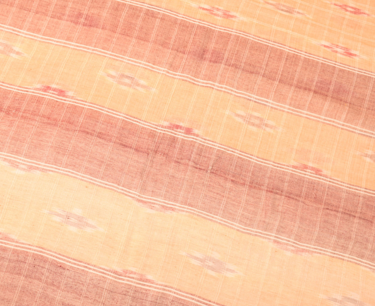 Sushila Vintage Pure Cotton Saree Peach Hand Woven Ikat Patola Sari Craft Fabric