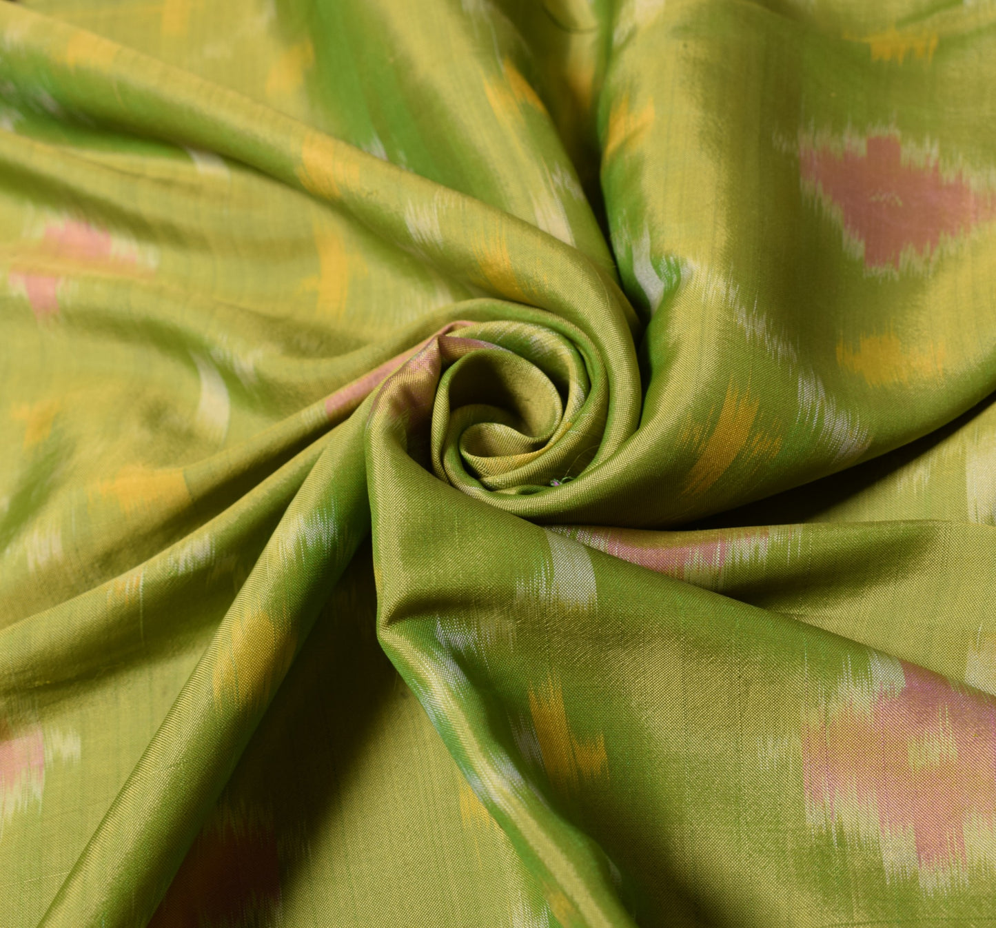 Sushila Vintage Uppada Pochampally Saree Handwoven Pure Silk Green Craft Fabric