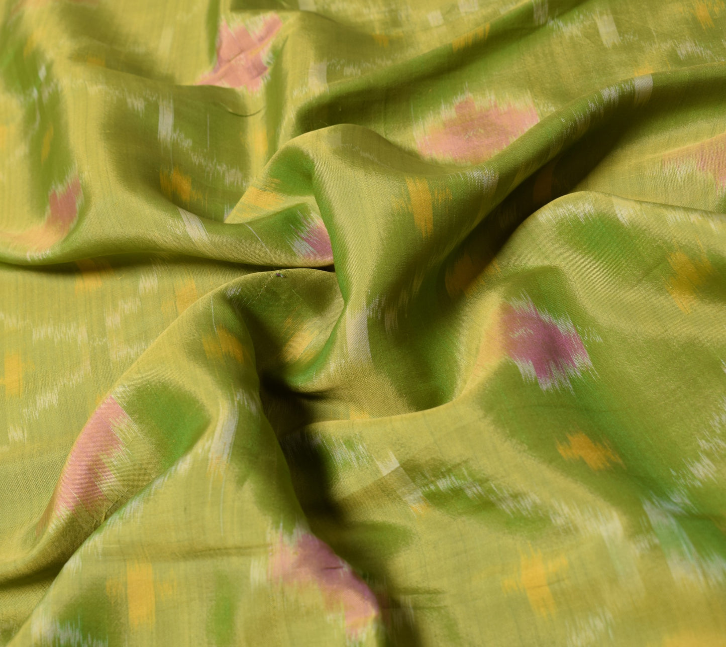 Sushila Vintage Uppada Pochampally Saree Handwoven Pure Silk Green Craft Fabric