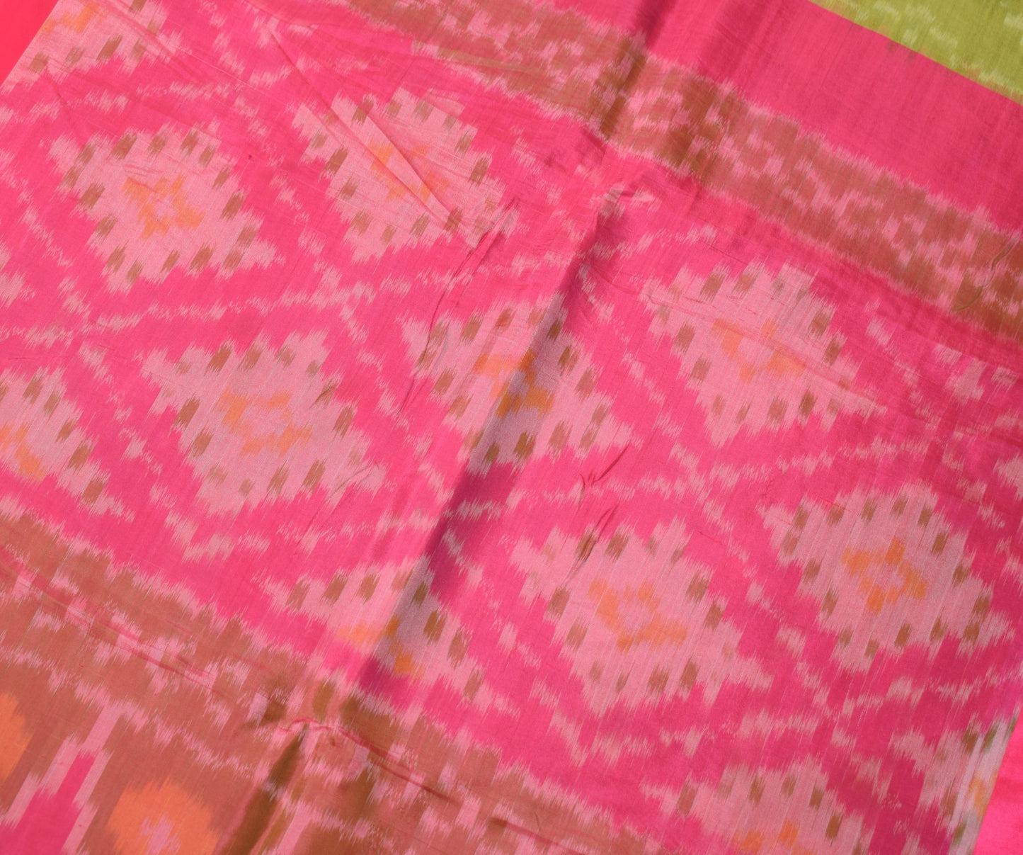 Sushila Vintage Uppada Pochampally Saree Handwoven Pure Silk Green Craft Fabric