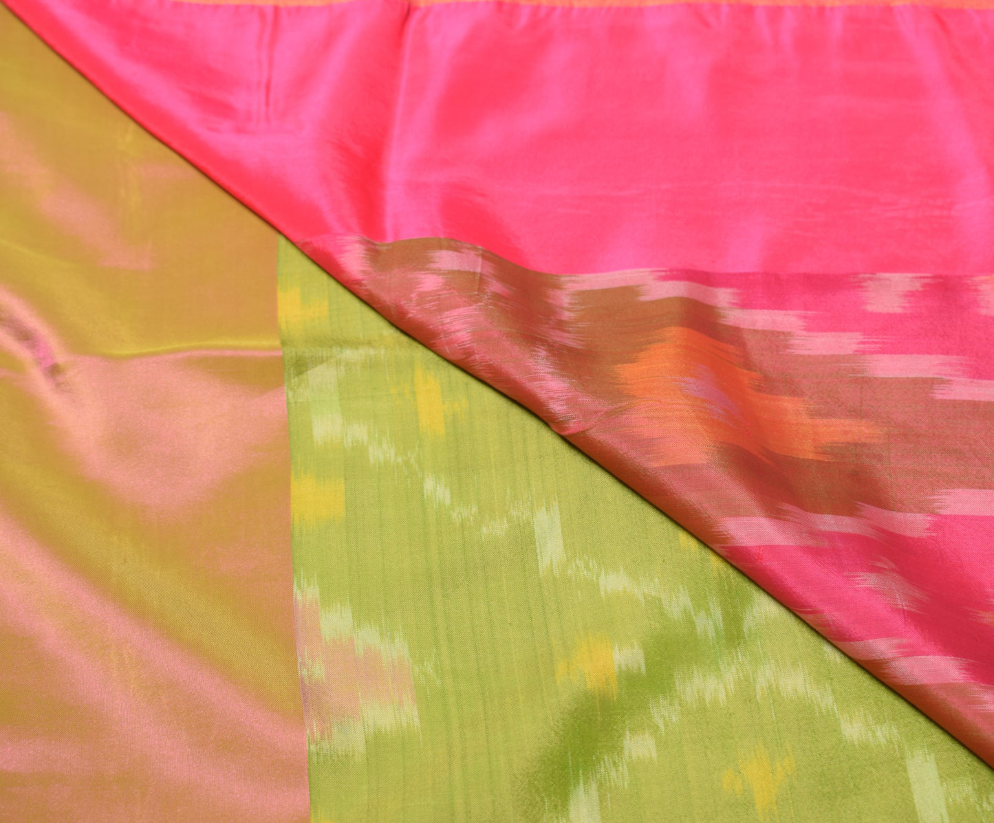 Sushila Vintage Uppada Pochampally Saree Handwoven Pure Silk Green Craft Fabric