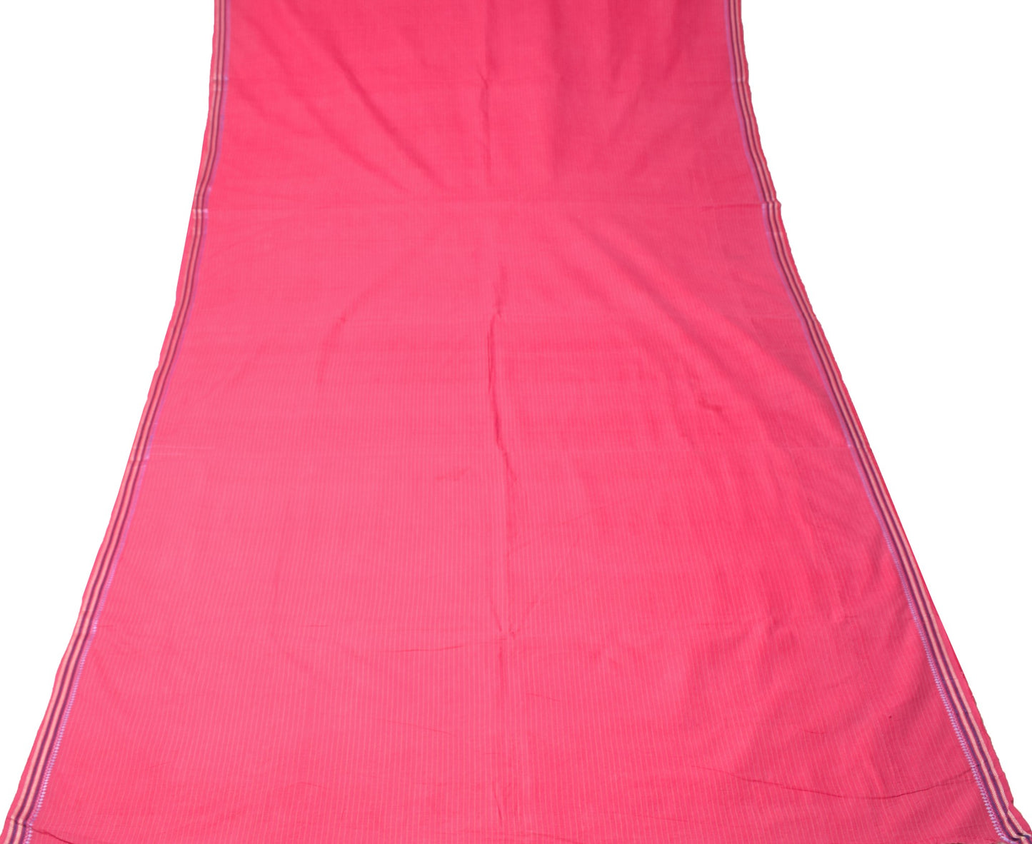 Sushila Vintage Stripes Pink Saree Pure Cotton Handloom Woven Soft Sari Fabric