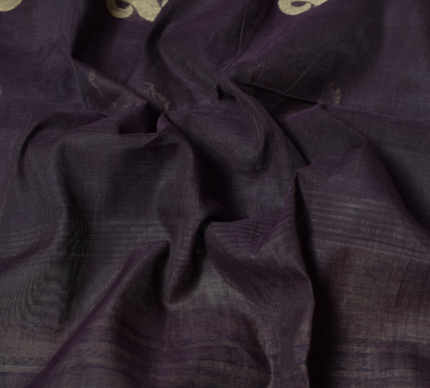Sushila Vintage Floral Woven Saree Stripes Border Pure Cotton Purple Sari Fabric