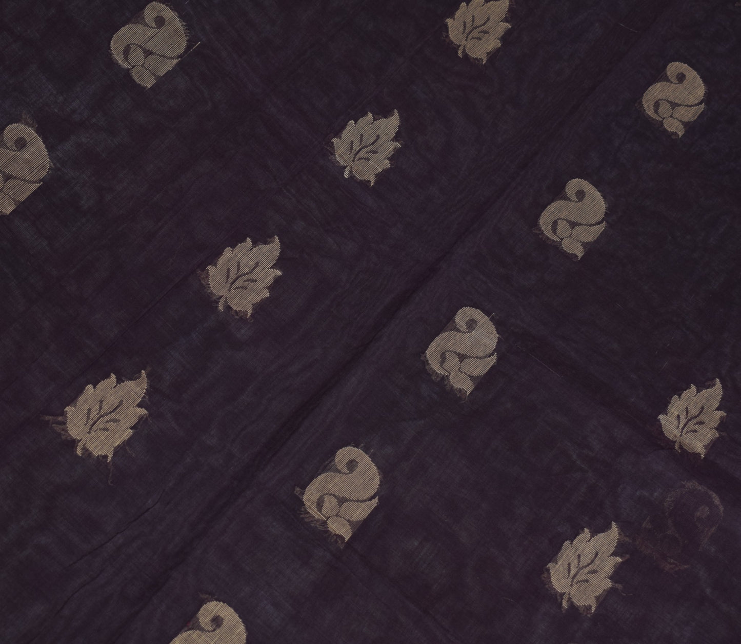 Sushila Vintage Floral Woven Saree Stripes Border Pure Cotton Purple Sari Fabric