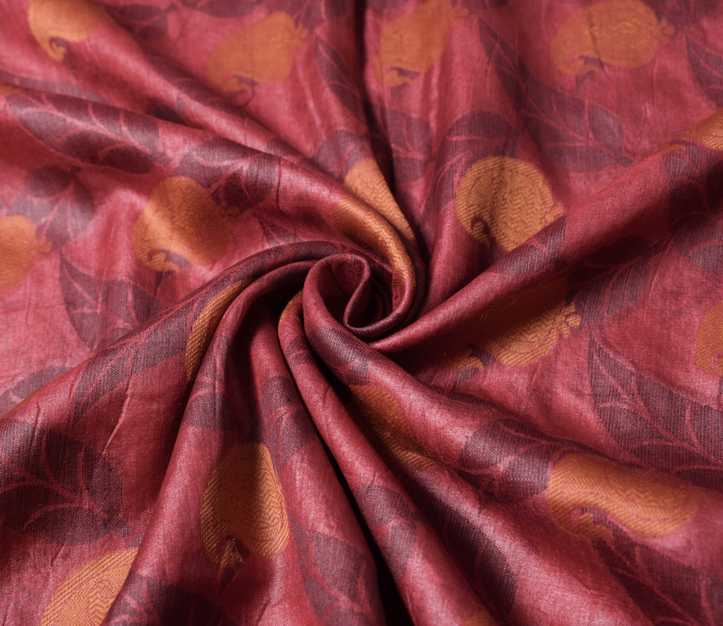 Sushila Vintage Paisley Woven Saree Pure Tussar Silk Maroon Soft 5YD Sari Fabric
