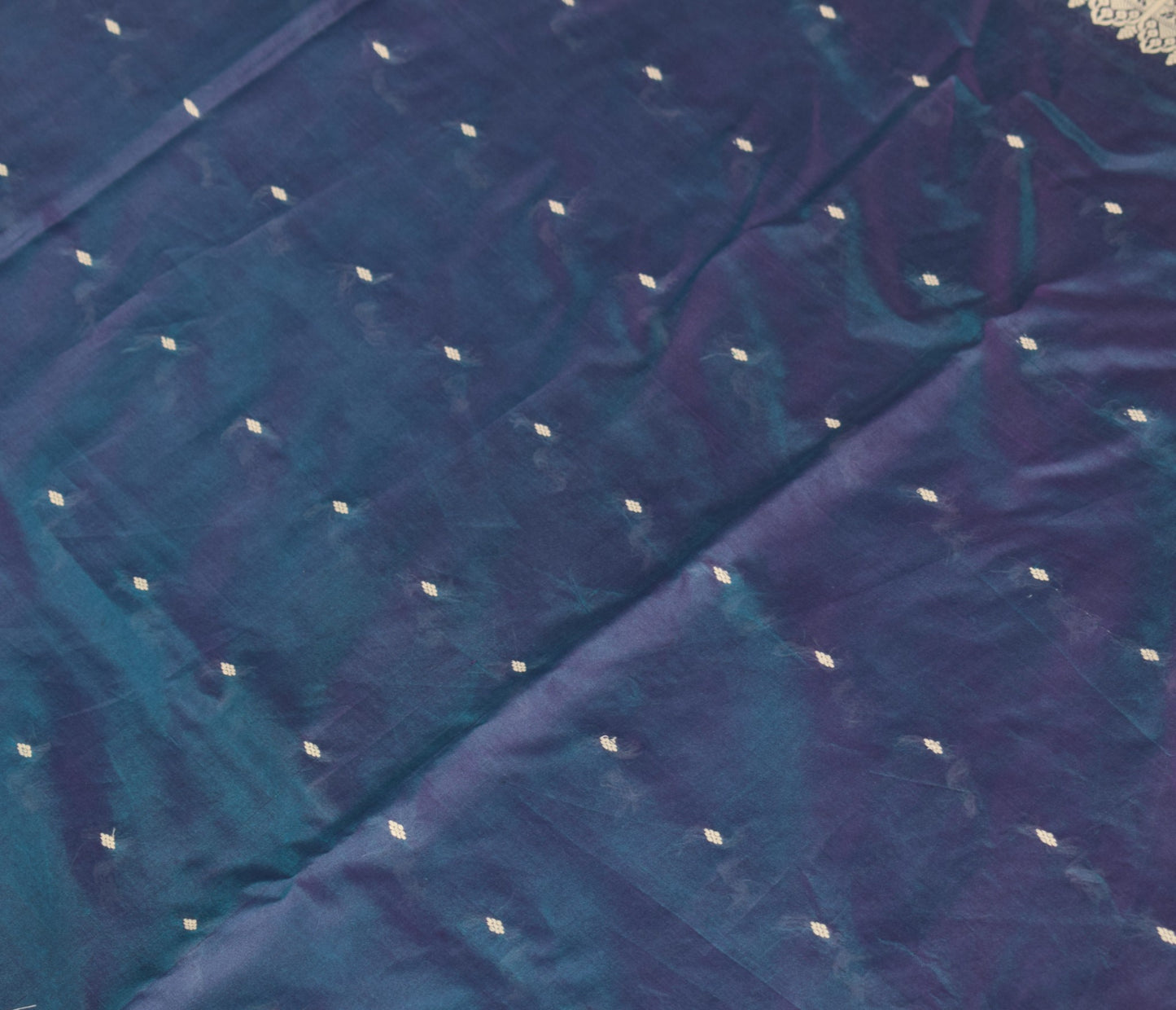 Sushila Vintage Handwoven Baluchari Saree Pure Silk Blue Soft 6 Yard Sari Fabric