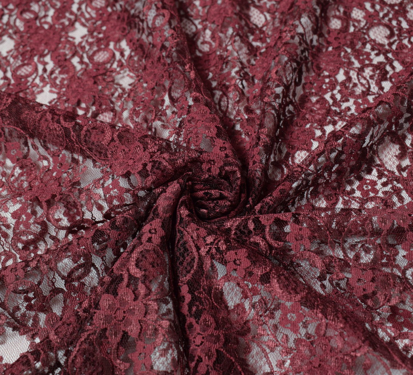 Sushila Vintage Burgundy Saree Net Mesh Floral Woven Cutwork Sari Dress Fabric