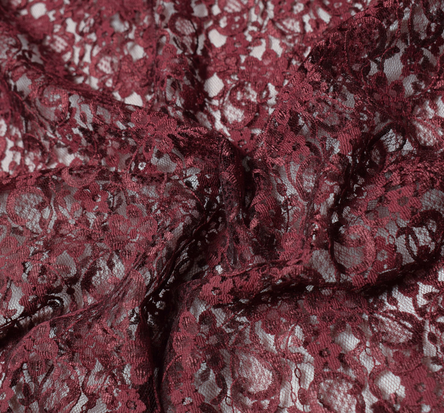 Sushila Vintage Burgundy Saree Net Mesh Floral Woven Cutwork Sari Dress Fabric