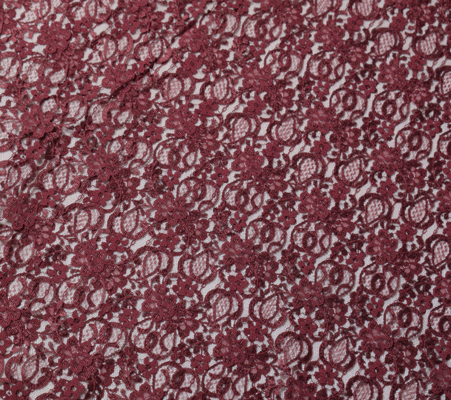 Sushila Vintage Burgundy Saree Net Mesh Floral Woven Cutwork Sari Dress Fabric