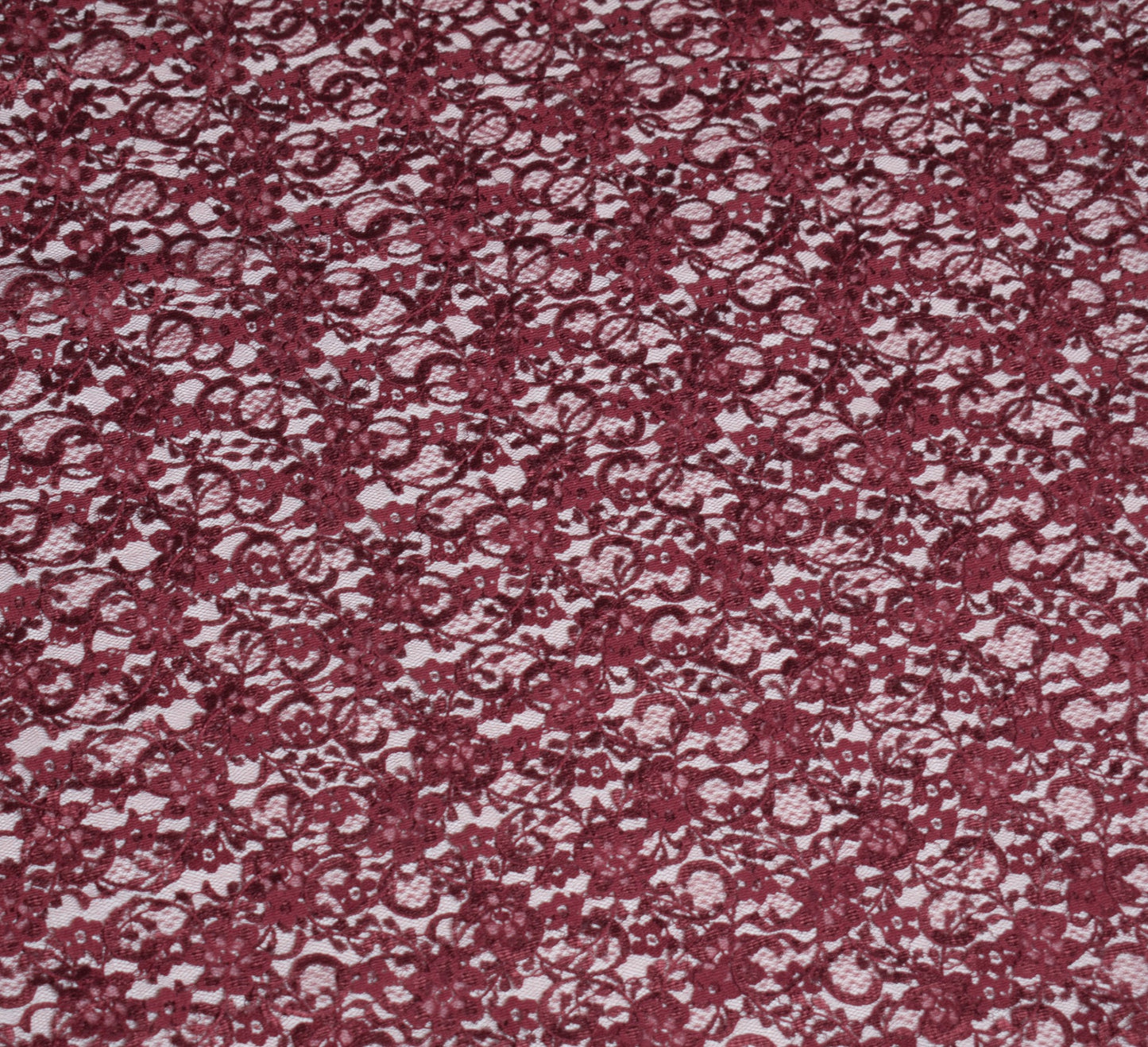 Sushila Vintage Burgundy Saree Net Mesh Floral Woven Cutwork Sari Dress Fabric