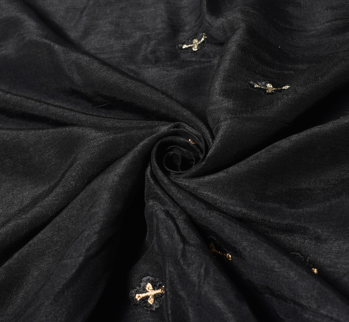 Sushila Vintage Black Embroidered Saree Contrast Border Pure Cotton HEAVY Sari