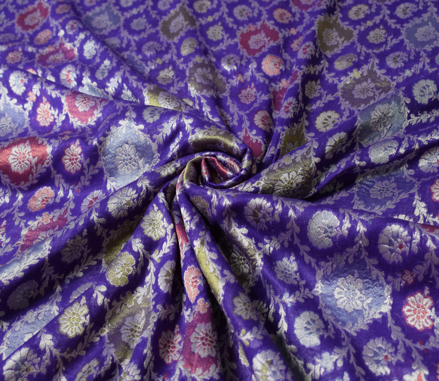 Sushila Vintage Pure Banarasi Chiffon Saree HEAVY Purple Handloom Sari Fabric