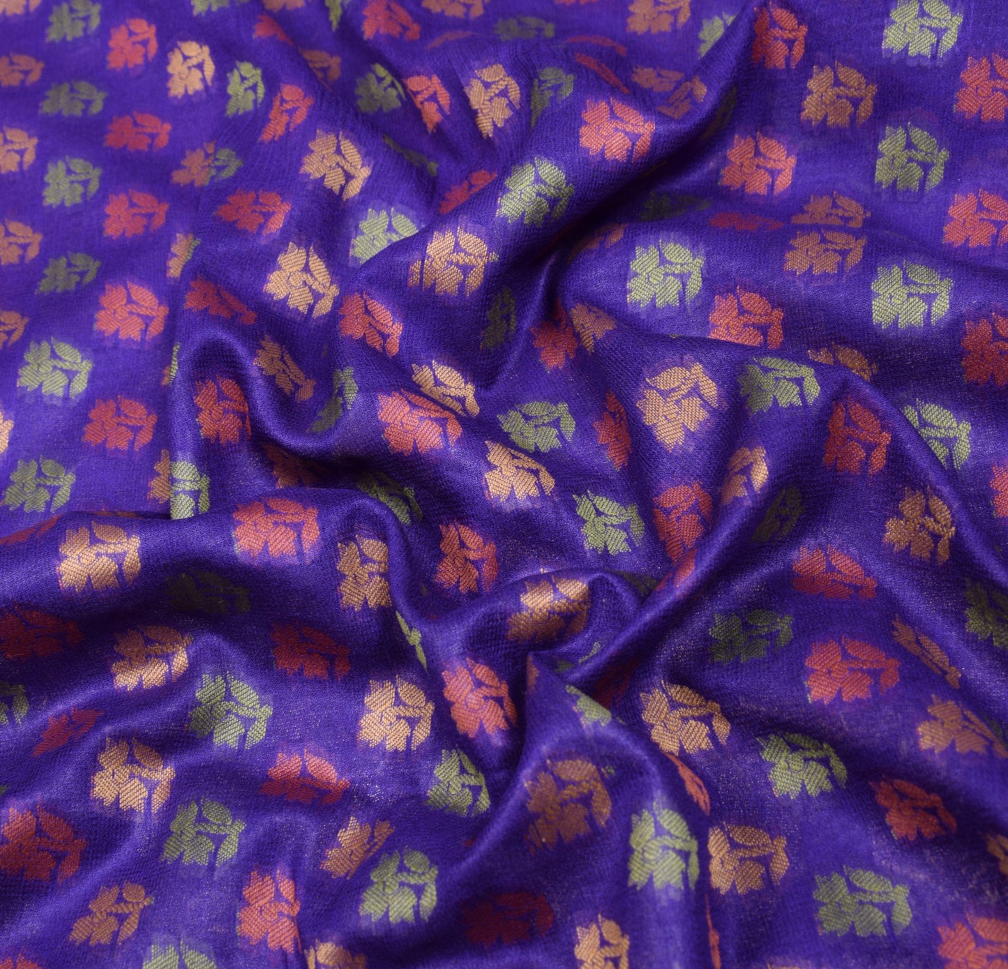 Sushila Vintage Pure Banarasi Chiffon Saree HEAVY Handloom Purple Sari Fabric